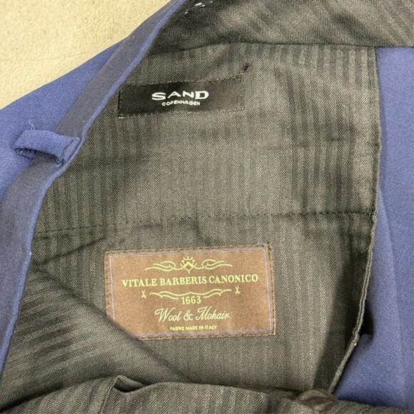 SAND Dress Pants Vitale Barberis Canonico Wool & Mohair Trousers Blue 38x32 - Picture 5 of 11